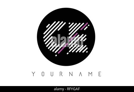 Lettre CE Logo Design avec des lignes blanches et cercle noir Vector Illustration Illustration de Vecteur