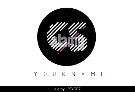 Lettre CS Logo Design avec des lignes blanches et cercle noir Vector Illustration Illustration de Vecteur