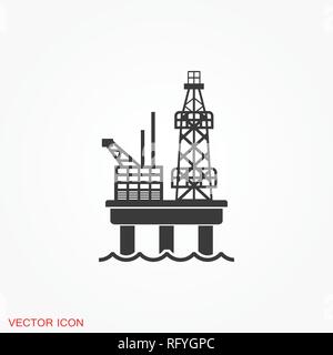 La plate-forme de production de pétrole iconfuel logo, symbole vecteur pour la conception Illustration de Vecteur