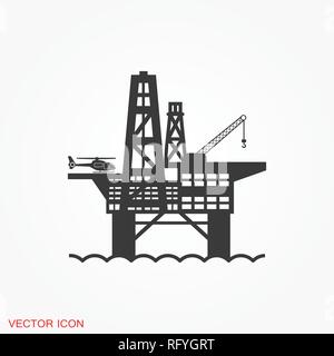 La plate-forme de production de pétrole iconfuel logo, symbole vecteur pour la conception Illustration de Vecteur