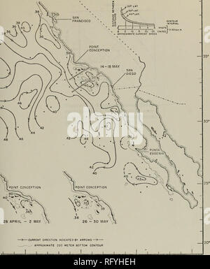 . Courant de Californie entre reconnaissance Monterey et Santa Barbara.. L'océanographie. La conception à point. Veuillez noter que ces images sont extraites de la page numérisée des images qui peuvent avoir été retouchées numériquement pour plus de lisibilité - coloration et l'aspect de ces illustrations ne peut pas parfaitement ressembler à l'œuvre originale.. Molnar, David Louis.. Monterey, Californie : U.S. Naval Postgraduate School Banque D'Images