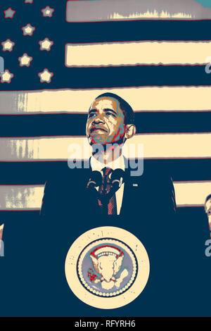 Le président des États-Unis Barack Obama parle aux militaires et civils lors de sa visite au Camp Lejeune, N.C., le 27 février 2009. La Présidence
