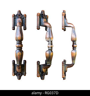 Old fasion retro style vintage couleur bronze et métal laiton poignée de fenêtre isolé sur fond blanc avec clipping path Banque D'Images
