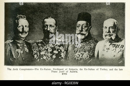 Les quatre leaders de cette photographie, de gauche à droite : Ex-Kaiser Guillaume II, Ferdinand de Bulgarie, Ex-Sultan de Turquie, et la fin de l'Autriche François-Joseph. Banque D'Images