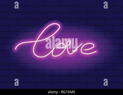 Néon lettrage vecteur dessiné à la main la phrase d'amour Illustration de Vecteur