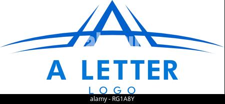 Une lettre avec logo Swoosh en bleu. Logo vectoriel avec la lettre stylisée avec un logo Swoosh sur la forme. Illustration de Vecteur