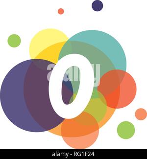 Image lumineuse et colorée de la lettre O, dans le contexte des cercles multicolores. Illustration de Vecteur