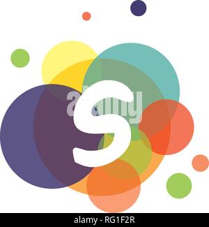 Image lumineuse et colorée de la lettre S, dans le contexte des cercles multicolores. Illustration de Vecteur