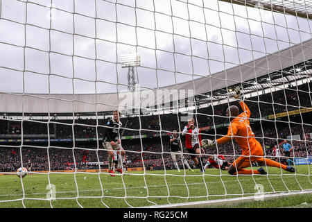 Rotterdam, Pays-Bas. 27 Jan, 2019. ROTTERDAM - Feyenoord - Ajax , Football , Saison 2018/2019 Eredivisie , , Stade Feijenoord , Kuip 27-01-2019 , sauf par le gardien de Feyenoord Kenneth Vermeer : Crédit Photos Pro/Alamy Live News Banque D'Images