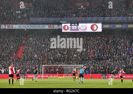 Rotterdam, Pays-Bas. 27 Jan, 2019. ROTTERDAM , Pays-Bas , 27-01-2019 , stade De Kuip , Football , Saison 2018/2019 Eredivisie néerlandaise , , Feyenoord - Ajax , Stade de bord aperçu montrant 6-2 pendant le match Feyenoord - Ajax . Credit : Pro Shots/Alamy Live News Banque D'Images