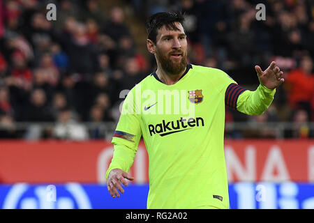 Girona, Espagne. 27 janvier 2019. GIRONA, 27-01-2019. 2018 LaLiga/ 2019, date 21. . Girona-Barcelona Lionel Messi du FC Barcelone célèbre son but au cours du jeu : Crédit Girona-Barcelona Pro Shots/Alamy Live News Banque D'Images