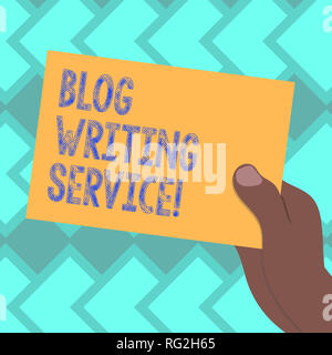 Signe texte montrant Blog Writing Service. Photo conceptuelle crée le contenu du blog de haute qualité pour une entreprise appelée analyse hu main tenant la présentation de bla Banque D'Images