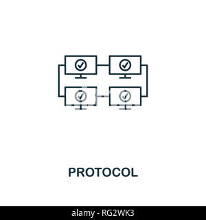 Éléments d'un protocole. Ligne fine style design de blockchain collection. Icône d'un protocole de création pour la conception web, applications, logiciels, l'utilisation d'impression. Banque D'Images