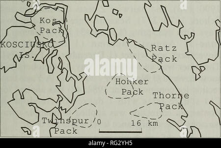 . La Canadian field-naturaliste. L'histoire naturelle. KOSCI USKC EST. PACI FI C OCEAN 134W 132W -I Figure 1. L'Île du Prince de Galles du sud-est de l'Alaska. Fort indique l'emplacement de la zone d'étude. Tuxekan, marbre, et Orr, qui se trouvent entre le Prince de Galles et de Kosciusko. Îles montagnes escarpées, glaciers, fjords profonds et de nombreuses îles. Parce que la partie continentale de l'Alaska se compose de hautes montagnes, glaciers, champs de glace-, et de l'archipel Alexander comprend la majeure partie des forêts dans le sud-est de l'Alaska. En raison de son histoire glaciaire, l'isolement causé par les glaciers, et l'île geogr Banque D'Images