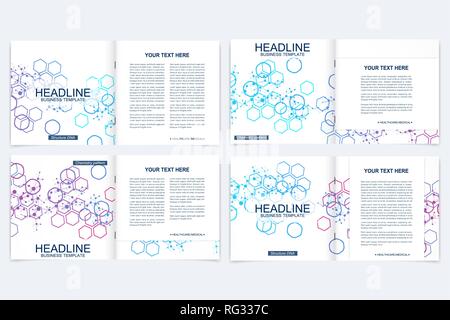 Les modèles scientifiques square brochure, magazine, flyer, dépliant, brochure, couverture, rapport annuel. Concept scientifique, de la technologie médicale, la chimie Illustration de Vecteur