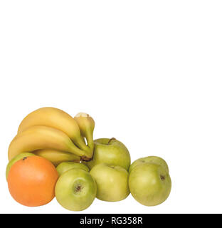 Image de bananes fruits orange et vert pomme sur fond blanc Banque D'Images