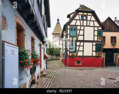 Rues de Berheim, France. Bergheim est une commune française, située dans le département du Haut-Rhin et la Grand Est au nord-est de la France Banque D'Images