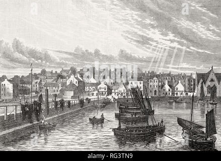 Newhaven, de l'embarcadère, Édimbourg, Écosse, 19e siècle Banque D'Images