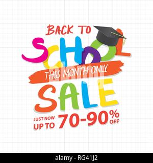 Retour à l'école rubrique vente prix promotion design pour la bannière ou de l'affiche. Vente et promotions. Vector illustration Illustration de Vecteur