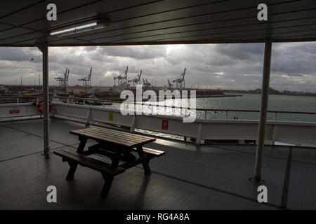 Le pont des passagers à l'extérieur du Car-ferry DFDS Seaways "unkirk', Dunkerque, France. Banque D'Images