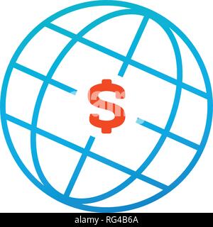 Économique d'infographies globe avec le signe du dollar. Vector illustration isolé sur fond blanc Illustration de Vecteur