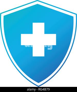 Protection avec croix blanche Symbole de sécurité ou de protection. Vector illustration isolé sur fond blanc Illustration de Vecteur