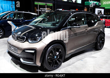 Bruxelles - Jan 18, 2019 : voiture BMW i3s est présenté à la 97ème Salon Automobile de Bruxelles 2019 Autosalon. Banque D'Images