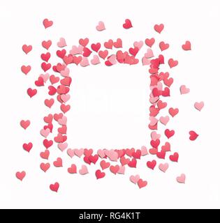 Coeur d'amour en forme de carrés confetti conception du cadre. Vector illustration. Illustration de Vecteur
