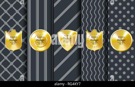 Golden vintage vector pattern sur fond sombre Illustration de Vecteur