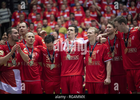 Herning, Danemark. 27 Jan, 2019. Danemark gagner la finale à l'IHF Mens Championnat du Monde de Handball 2019 finale entre la Norvège et le Danemark dans la Jyske Bank Boxen à Herning au cours de l'IHF 2019 Championnat du Monde de handball en Allemagne/Danemark.20190127, Herning, Danemark:.2019 j'hÃƒÂ'IHF Verdensmesterskabet ndbold¥i Allemagne/Danmark je Jyske Bank Boxen, Herning : VM Finale. Norge-Danmark Danmark vinder guld.Foto : Lars MÃƒÂ'ller/Photo : Lars Moeller Crédit : Lars Moeller/ZUMA/Alamy Fil Live News Banque D'Images