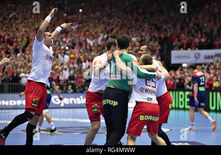 Herning, Danemark. 27 Jan, 2019. Danemark gagner la finale à l'IHF Mens Championnat du Monde de Handball 2019 finale entre la Norvège et le Danemark dans la Jyske Bank Boxen à Herning au cours de l'IHF 2019 Championnat du Monde de handball en Allemagne/Danemark.20190127, Herning, Danemark:.2019 j'Verdensmesterskabet IHF hÃ¥ndbold j Allemagne/Danmark je Jyske Bank Boxen, Herning : VM Finale. Norge-Danmark Danmark vinder guld.Foto : Lars MÃ'ller/Photo : Lars Moeller Crédit : Lars Moeller/ZUMA/Alamy Fil Live News Banque D'Images