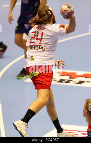 Herning, Danemark. 27 Jan, 2019. Mikkel Hansen (Danemark) au cours de l'IHF Championnat du monde masculin 2019, final round match de hand entre la Norvège et le Danemark le 27 janvier 2019 à Jyske Bank Boxen à Herning, Danemark - Photo Laurent Lairys/DPPI Crédit : Laurent Locevaphotos Lairys/agence/Alamy Live News Banque D'Images