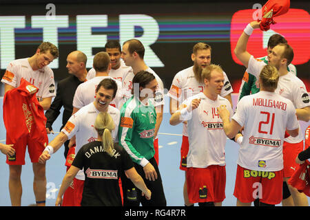 Herning, Danemark. 27 Jan, 2019. La célébration. Victoire le Danemark au cours de l'IHF Championnat du monde masculin 2019, final round match de hand entre la Norvège et le Danemark le 27 janvier 2019 à Jyske Bank Boxen à Herning, Danemark - Photo Laurent Lairys/DPPI Crédit : Laurent Locevaphotos Lairys/agence/Alamy Live News Banque D'Images