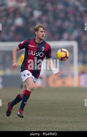 Filip Helander (Bologne) au cours de l'Italien 'Serie' un match entre Bologne 0-4 Frosinone au stade Renato Dall'Ara, le 27 janvier 2019 à Bologne, en Italie. Credit : Maurizio Borsari/AFLO/Alamy Live News Banque D'Images