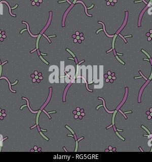 Branches et fleurs abstrait hand drawn seamless vector pattern. Printemps nature dimensions arrière-plan. La texture de surface design élégant, textile, wrapp Illustration de Vecteur