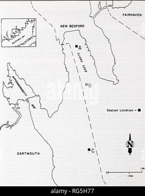 . Buzzards Bay moules en cage, étude de biosurveillance pilote 1987-1988. La gestion des zones côtières ; les moules. FIGURE 1 BUZZARDS BAY MOULES EN CAGE Étude de biosurveillance pilote Oct.1987-Sept.1988 Clarks Cove endroits. Veuillez noter que ces images sont extraites de la page numérisée des images qui peuvent avoir été retouchées numériquement pour plus de lisibilité - coloration et l'aspect de ces illustrations ne peut pas parfaitement ressembler à l'œuvre originale.. Duerring, Christine L ; Massachusetts. Division du contrôle de la pollution de l'eau. La Direction générale des Services techniques. Westborough, Massachusetts : Massachusetts Dept. of Environmental Protec Banque D'Images