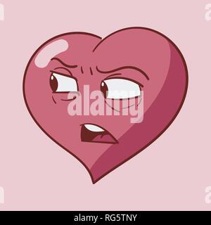 Funny cartoon caractère coeur émotions, St Valentines vector icons, isolé Illustration de Vecteur