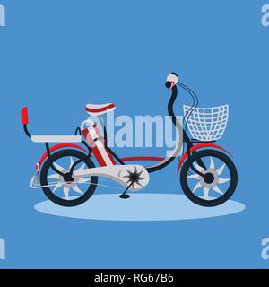 Retro style vintage ville location de vélo Télévision Fond bleu Illustration de Vecteur