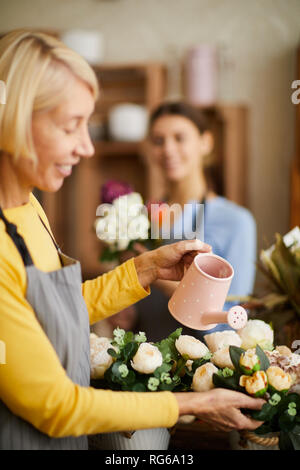Arrosage fleuriste Roses Banque D'Images