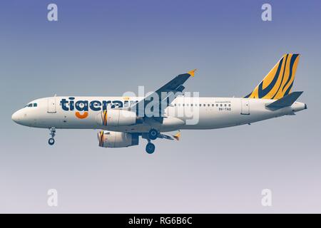 Bangkok, Thaïlande - 24. Janvier 2018 : Tigerair Airbus A320 à l'aéroport de Bangkok-Suvarnabhumi (BKK) en Thaïlande. Dans le monde d'utilisation | Banque D'Images