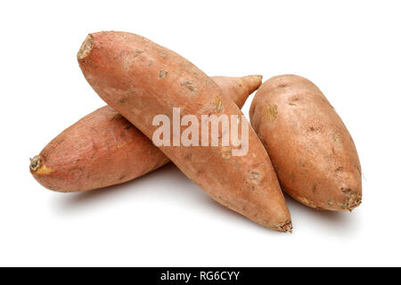 Ensemble de patates douces isolé sur fond blanc Banque D'Images