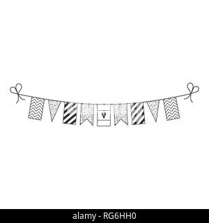Drapeaux décorations bunting pour Saint Vincent et les Grenadines de la fête nationale en contour noir design. Date de l'indépendance ou de la fête nationale Illustration de Vecteur