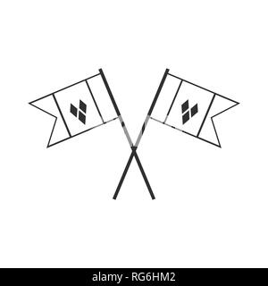 Saint Vincent et les Grenadines L'icône en forme de drapeau dans contour noir modèle plat. Date de l'indépendance ou de la fête nationale. Illustration de Vecteur
