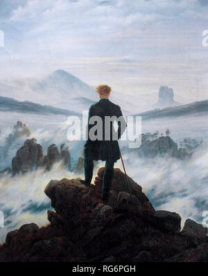 L'errant au-dessus de la mer de brouillard - Caspar David Friedrich, circa 1817 Banque D'Images