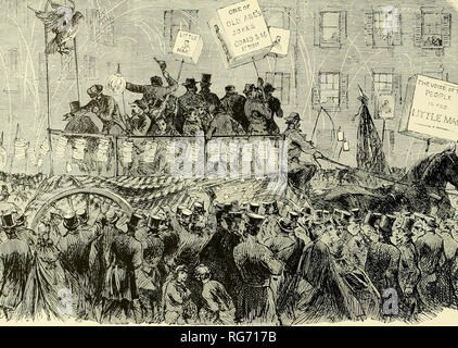 . Bulletin - United States National Museum. La science. "La campagne électorale présidentielle à New York-procession aux flambeaux des m'Clellan parti," de l'Illustrated London News, 15 octobre 1864. La campagne électorale présidentielle À NEW YORK [Extrait de l'Illustrated London Mews, Londres, Angleterre, le 15 octobre 1864.] Nous avons deux dessins gravés par M. C. D. Shanly, de New York, qui explique leurs sujets dans le passage suivant de sa lettre, datée de l'ult8e j. :- "sur l'avant-hier soir, il y avait une autre grande manifestation en faveur de m'Clellan et Pendleton pour th Banque D'Images