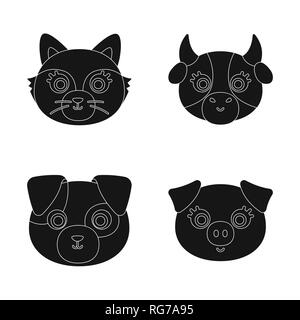 Bande dessinée,lapin,nourriture,Accueil,animal,ferme,maison,habitat,funny,jardin,grange,race,mignon,set,icône,,illustration,collection,isolé,design,graphisme,élément,signer,Black,simple, vecteurs vecteur , Illustration de Vecteur