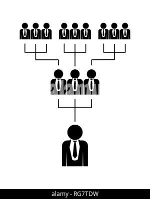 L'avancement de carrière dans une entreprise ou l'équipe de pyramide financière Illustration de Vecteur