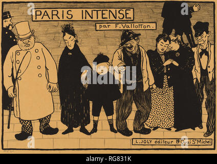 Frontispice de 'Paris' intense. En date du : 1894. Dimensions : image : 21,9 x 31,5 cm (8 5/8 x 12 3/8 in.) feuille (plié) : 32,6 x 49,7 cm (12 13/16 x 19 9/16 in.). Technique : lithographie (zinc) sur papier vélin jaune. Musée : National Gallery of Art, Washington DC. Auteur : Félix Vallotton. Felix Edouard Vallotton. Banque D'Images