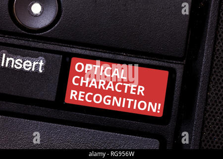 Signe texte montrant la reconnaissance optique de caractères. Photo conceptuelle l'identification des caractères imprimés touche clavier Intention de créer ordinateur m Banque D'Images