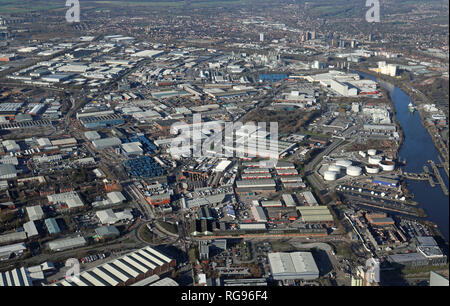 Vue aérienne de Trafford Park Industrial Estates, Manchester Banque D'Images